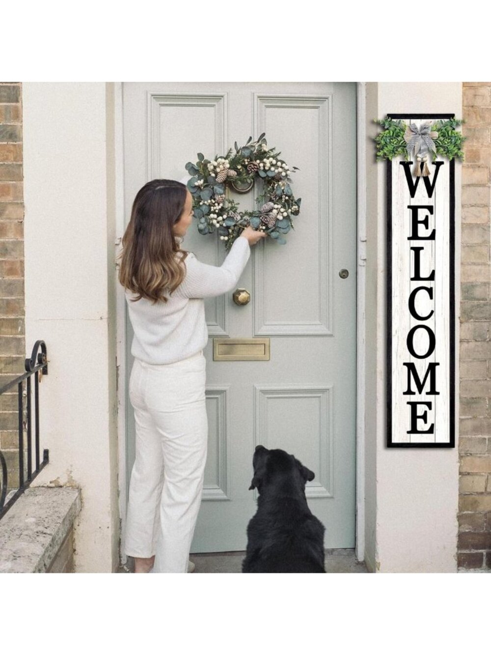 Chic 45" Black Welcome Sign for Front Porch - Stylish Home Decor & Outdoor - Picture 4 of 8